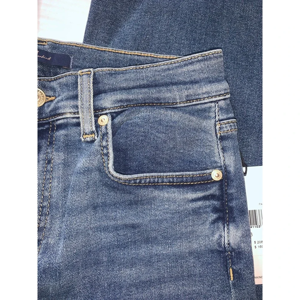 NEW 7 For All Mankind Alexa Cropped Jeans Felicity Blue Raw Hem Size 26